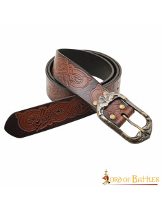 Cintura in pelle vichinga marrone con fibbia in ottone... 2