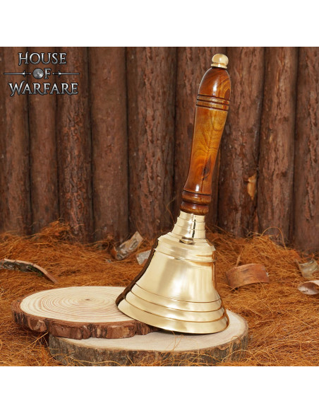 Campana da banditore in ottone e legno Campana da banditore in ottone e legno
