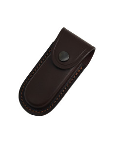 Custodia rigida in pelle marrone per coltello da tasca (9...