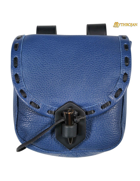 Borsa medievale in pelle blu con...