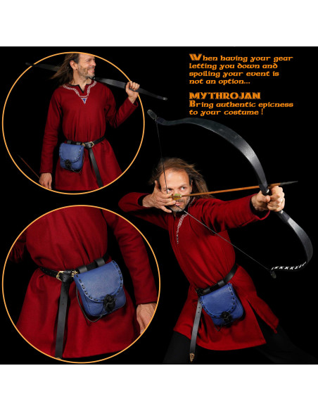 Borsa medievale in pelle blu con...