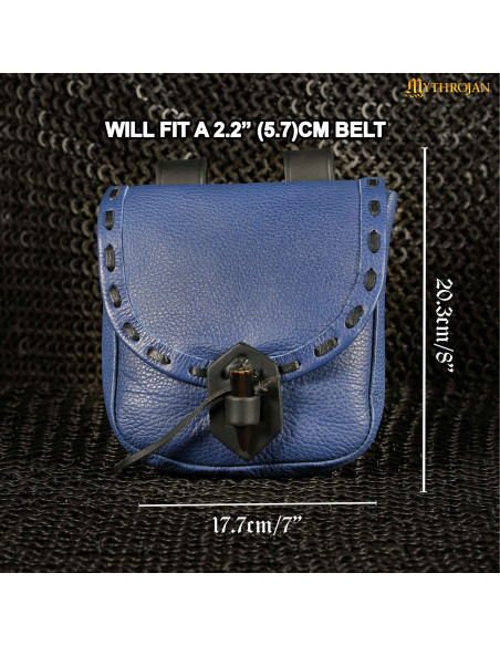 Borsa medievale in pelle blu con...