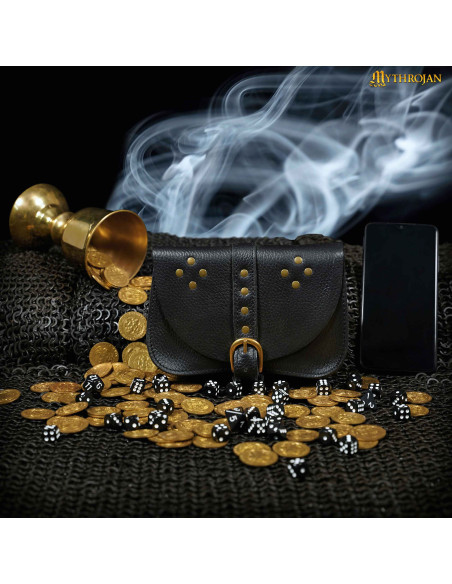 Borsa medievale nera, tipo marsupio,...