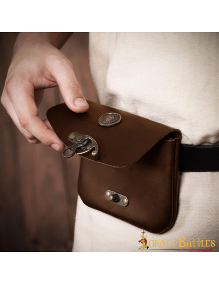 Borsa medievale in pelle marrone con...