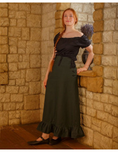 Gonna medievale Nelly in cotone verde