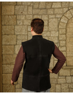 Gilet rinascimentale Laertes in camoscio nero 2