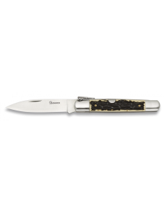 Numero del coltello machete. 0, manico in corno di cervo...