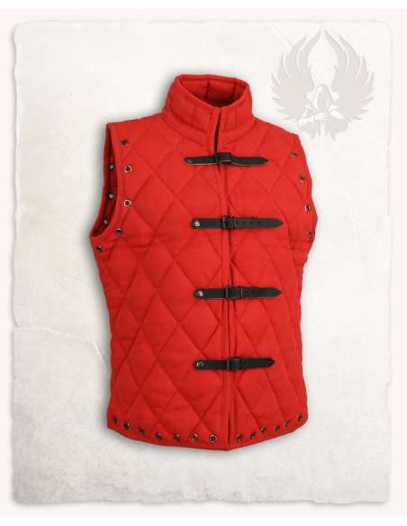 Gambeson medievale Arthur Rosso su tela
