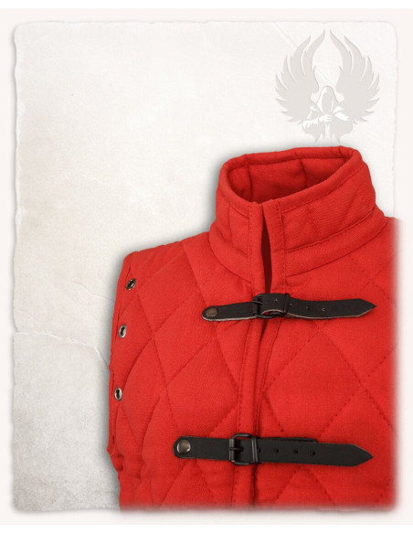 Gambeson medievale Arthur Rosso su tela