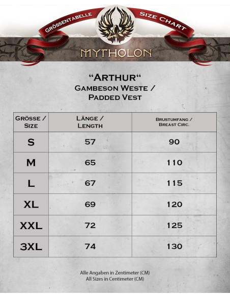 Gambeson medievale Arthur Rosso su tela