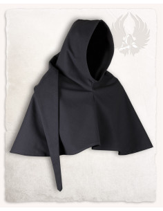 Gugel medievale in cotone nero modello Benson