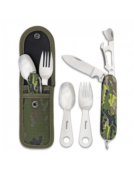 Set posate da campeggio multicam verde