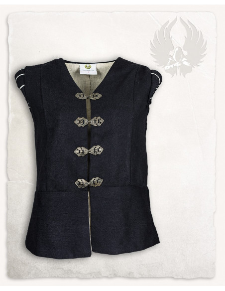 Gilet medievale Geoffrey in tela nera