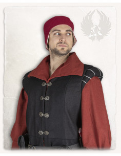 Gilet medievale Geoffrey in tela nera 2