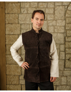 Gilet rinascimentale Laertes in camoscio marrone