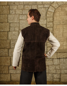 Gilet rinascimentale Laertes in camoscio marrone 2