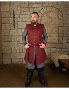 Gilet medievale Tilly in cotone - bordeaux 2