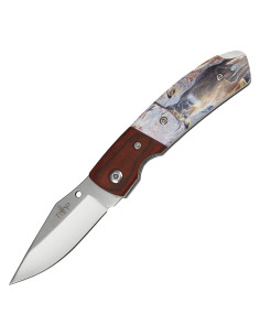 Coltello di terza marca con manico decorato cervo 3D...
