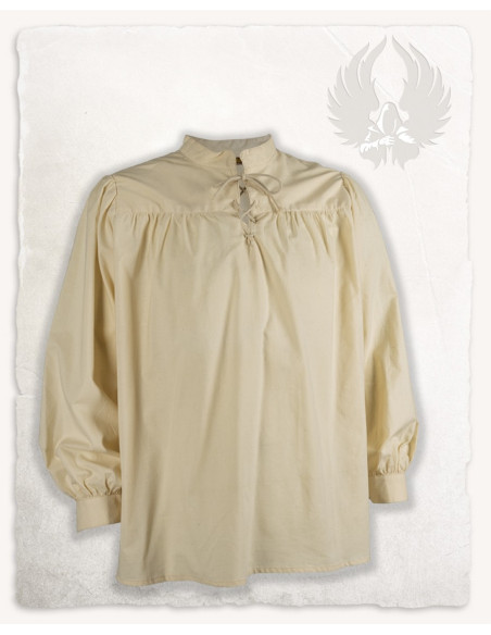 Camicia medievale Roland in crema,...