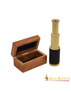 Mini telescopio in ottone puro con scatola di legno