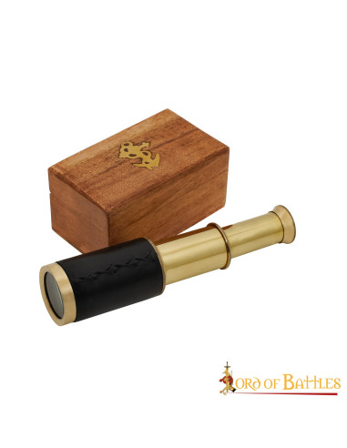 Mini telescopio in ottone puro con scatola di legno