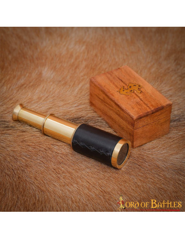 Mini telescopio in ottone puro con scatola di legno