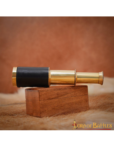 Mini telescopio in ottone puro con scatola di legno
