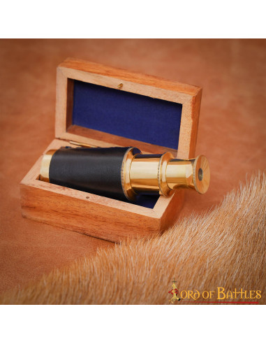 Mini telescopio in ottone puro con scatola di legno