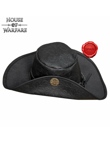 Cappello da corsaro a mezza tesa, nero sbalzato, secoli XVI-XVII