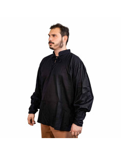 Camicia da pirata classica o rinascimentale, cotone nero