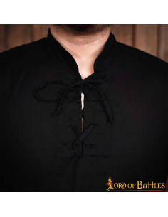 Camicia da pirata classica o rinascimentale, cotone nero 2