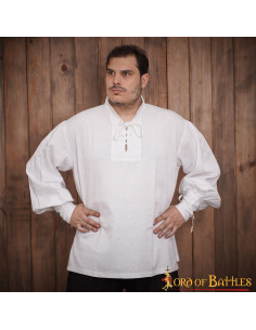 Camicia da pirata classica o rinascimentale, cotone bianco