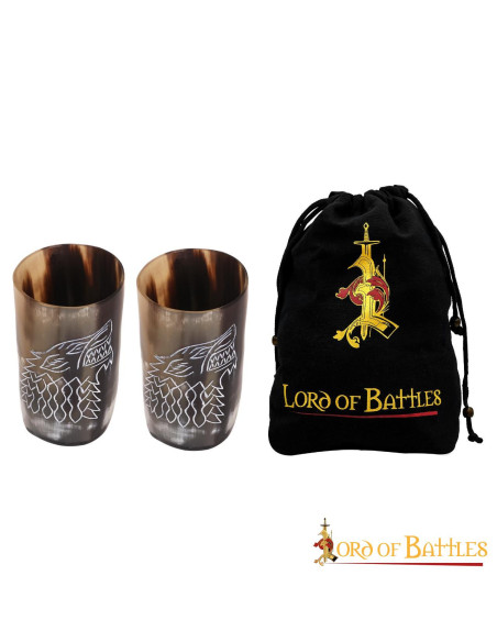 Set 2 bicchieri in corno con decoro...