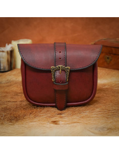 Borsa in pelle con fibbia celtica in ottone, finitura...