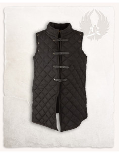 Gambeson lungo nero senza maniche medievale 2