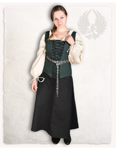 Gonna medievale in cotone nero, modello Sina