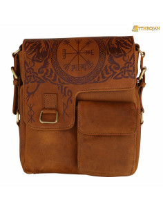 Borsa da viaggio dal design celtico in pelle marrone