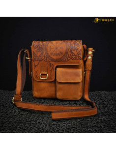 Borsa da viaggio dal design celtico in pelle marrone 2