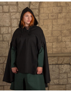 Mantello medievale, tipo corvo, in tela - Nero