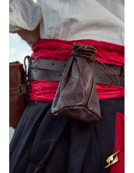 Custodia in pelle marrone per monete...