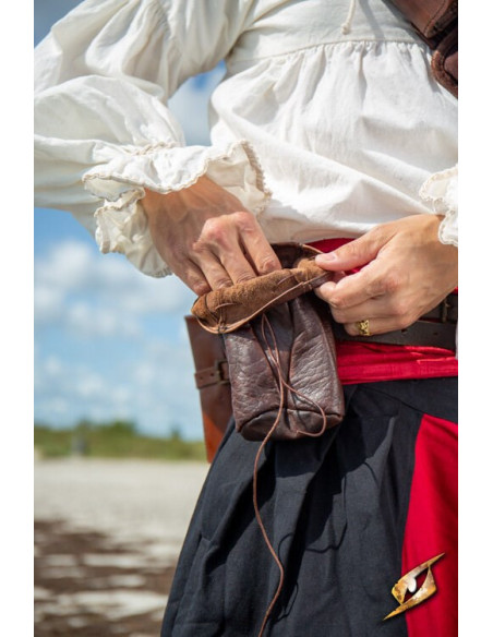 Custodia in pelle marrone per monete...