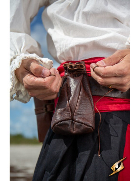 Custodia in pelle marrone per monete...