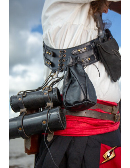 Custodia in pelle nera per monete da...