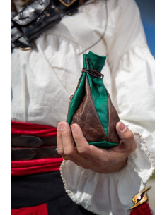 Custodia in pelle marrone-verde per monete Bounty Hunter