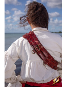 Tracolla Pirate Adventurer baltetto in pelle rossa 2