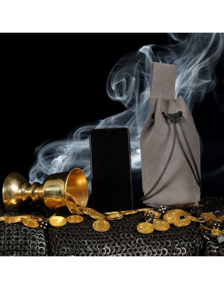 Portamonete con coulisse in pelle...