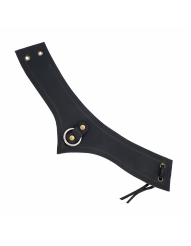 Collare medievale in pelle con anello