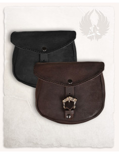 Borsa medievale León, tipo marsupio in nero (20x18 cm.) 2