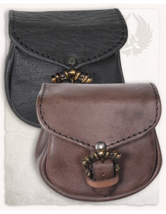 Borsa medievale León, tipo marsupio in marrone (14x14 cm.) 2