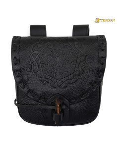 Borsa norrena con simbolo Aegishjalmur in rilievo, pelle...